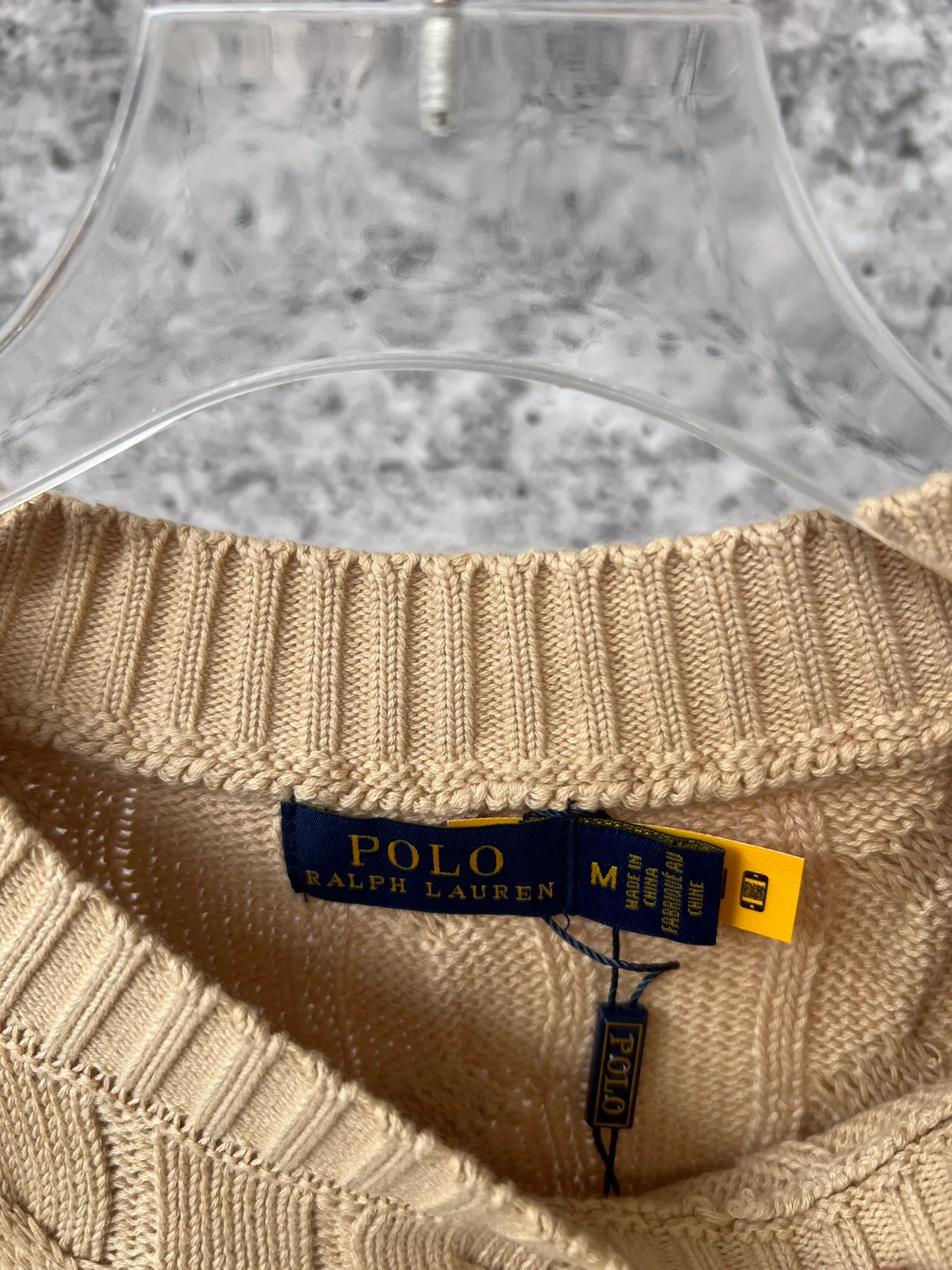 P230 Ralph Lauren men's and women's round neck rubberized sweater, made of the same pure cotton washed fabric as the original, no difference in craftsmanship details, original pony embroidery on the chest, restored one to one